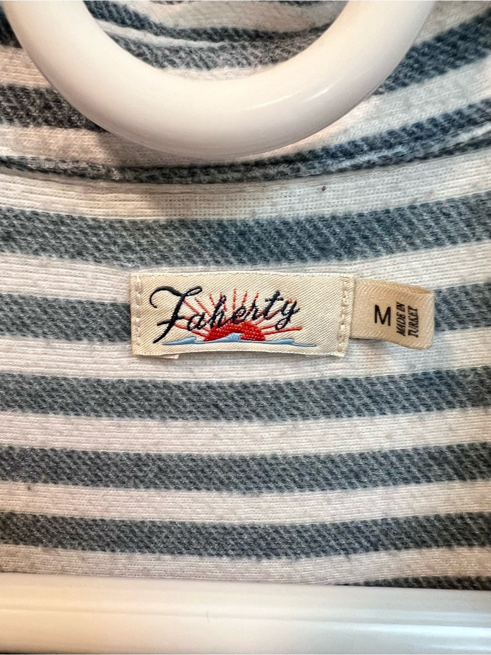 Faherty Blue & White Striped Button-Down “Legend Sweater” Shirt - Picture 7 of 8